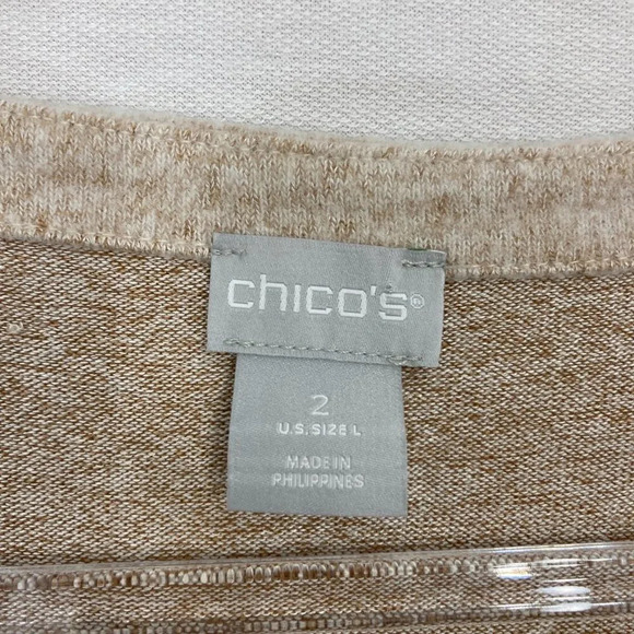 New Chico's Oat Meal Fuzzy Soft Knit Crew Neck Stretch Pullover Top Large/2 - Picture 2 of 10